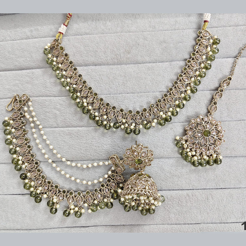 Rajwadi Collection Crystal Stone And Pearl Designer Necklace Set for Women