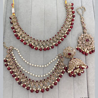 Rajwadi Collection Crystal Stone And Pearl Designer Necklace Set for Women