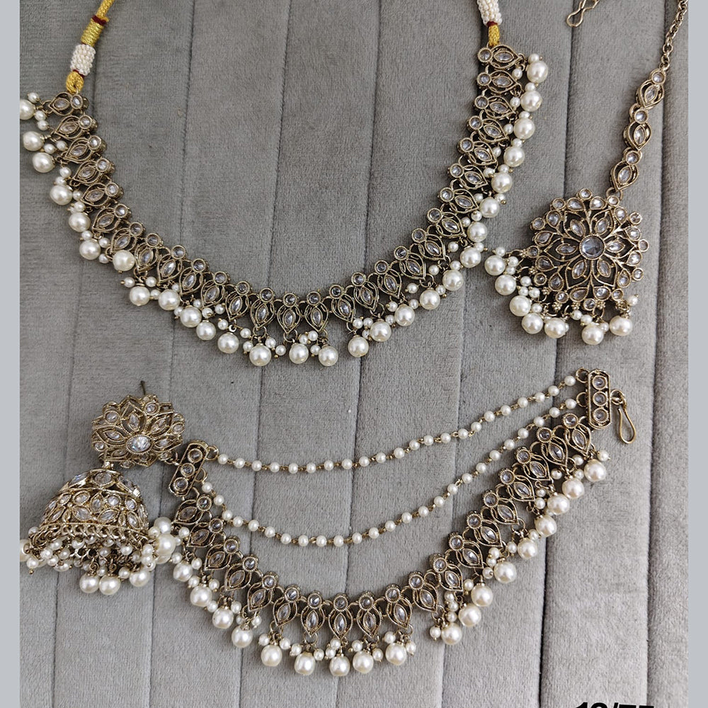 Rajwadi Collection Crystal Stone And Pearl Designer Necklace Set for Women