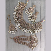 Rajwadi Collection Crystal Stone And Pearl Designer Necklace Set for Women
