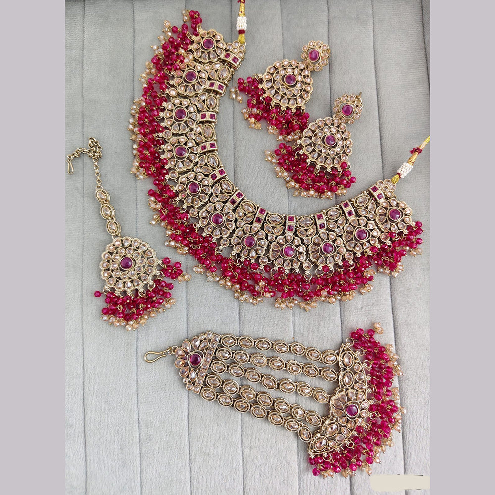 Rajwadi Collection Crystal Stone And Pearl Designer Necklace Set for Women