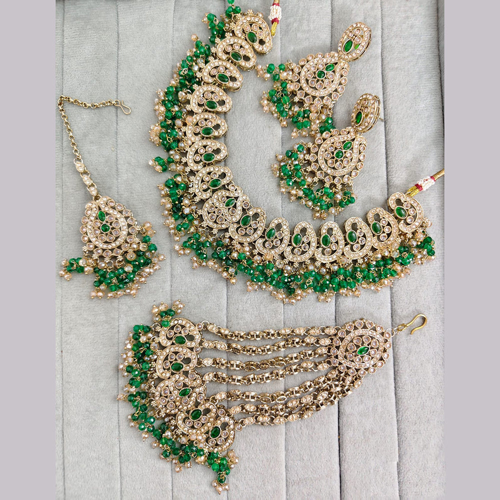 Rajwadi Collection Crystal Stone And Pearl Designer Necklace Set for Women