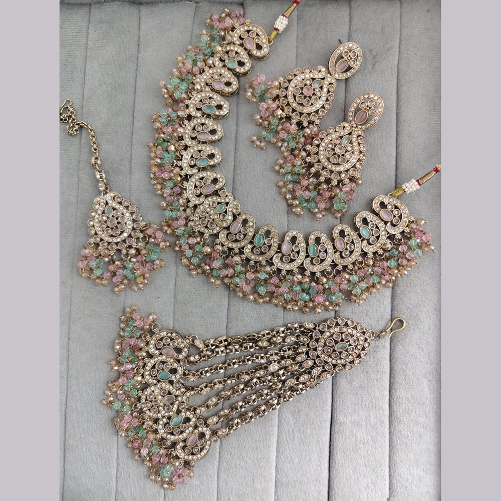 Rajwadi Collection Crystal Stone And Pearl Designer Necklace Set for Women