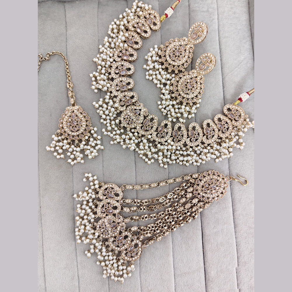 Rajwadi Collection Crystal Stone And Pearl Designer Necklace Set for Women