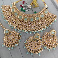 Rajwadi Collection Crystal Stone And Pearl Designer Choker Necklace Set for Women