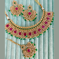 Rajwadi Collection Crystal Stone And Pearl Designer Choker Necklace Set for Women
