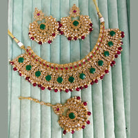 Rajwadi Collection Crystal Stone And Pearl Designer Choker Necklace Set for Women