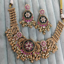 Rajwadi Collection Pota Stone And Pearl Designer Choker Necklace Set for Women