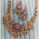 Rajwadi Collection Pota Stone And Pearl Designer Choker Necklace Set for Women