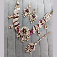 Rajwadi Collection Premium Polki Kundan Stone And Pearl Choker Necklace Set