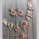 Rajwadi Collection Premium Polki Kundan Stone And Pearl Choker Necklace Set