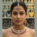 Rajwadi Collection Premium Polki Kundan Stone And Pearl Choker Necklace Set