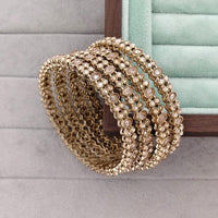Rajwadi Collection Shimmer Crystal Stone Bangles Set