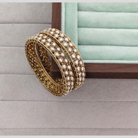 Rajwadi Collection Shimmer Crystal Stone Bangles Set