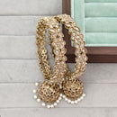 Rajwadi Collection Shimmer Crystal Stone And Pearl Bangles Set
