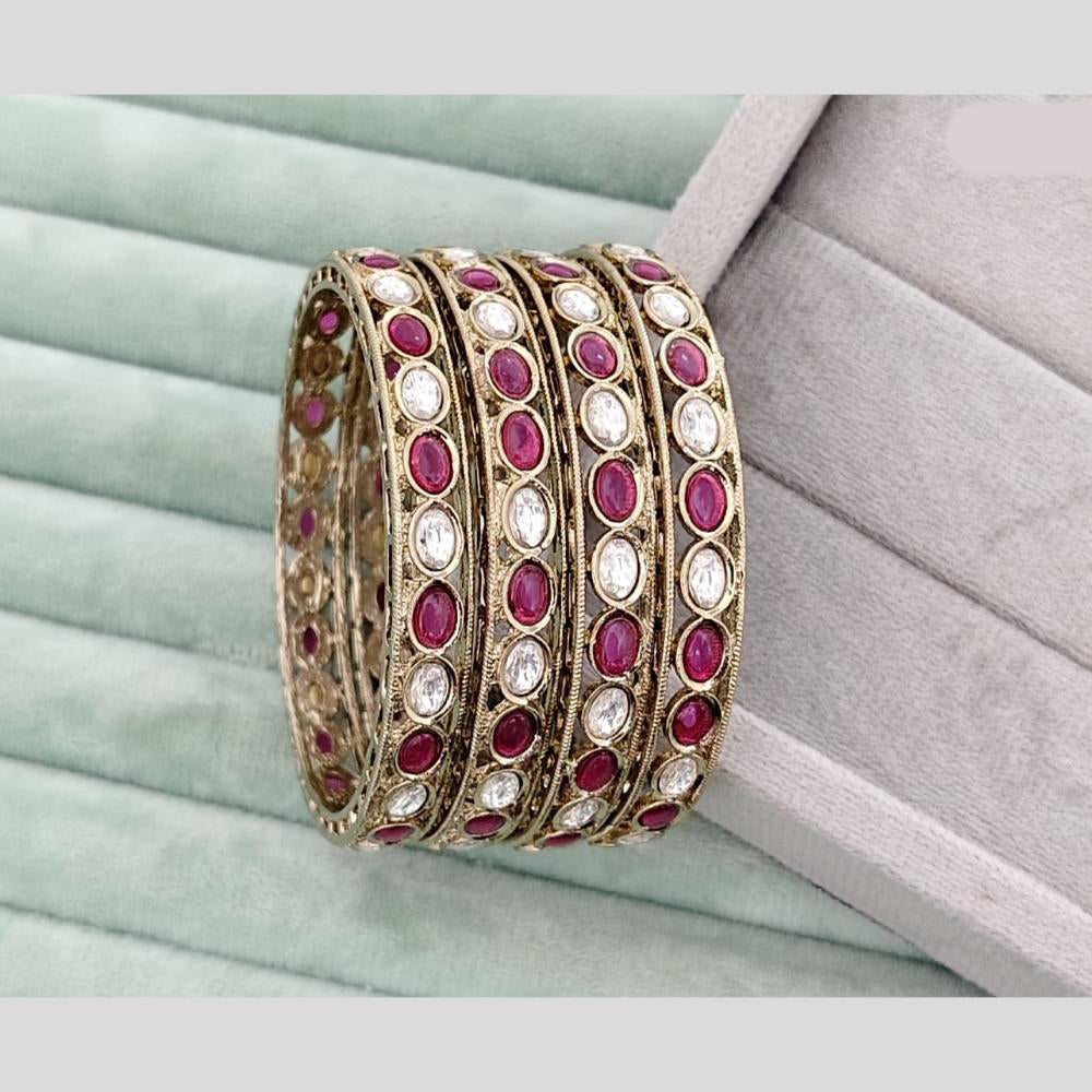 Rajwadi Collection Premium Pota Stone Bangles Set