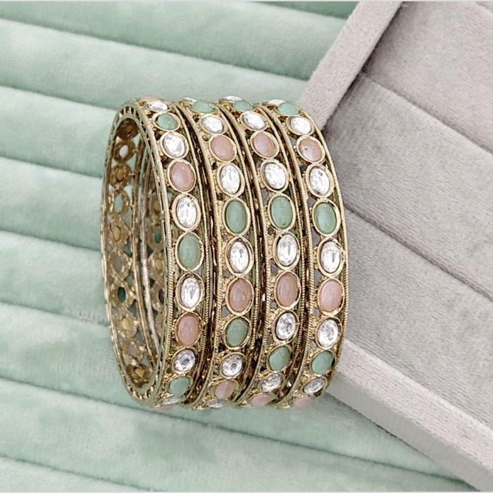 Rajwadi Collection Premium Pota Stone Bangles Set