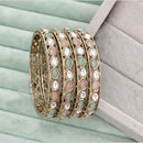Rajwadi Collection Premium Pota Stone Bangles Set