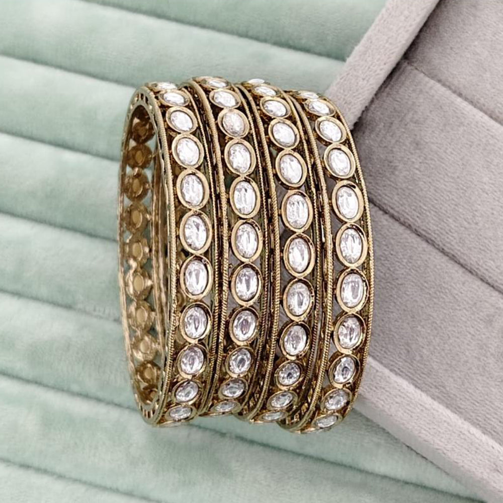 Rajwadi Collection Premium Pota Stone Bangles Set