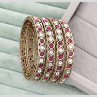 Rajwadi Collection Premium Pota Stone Bangles Set