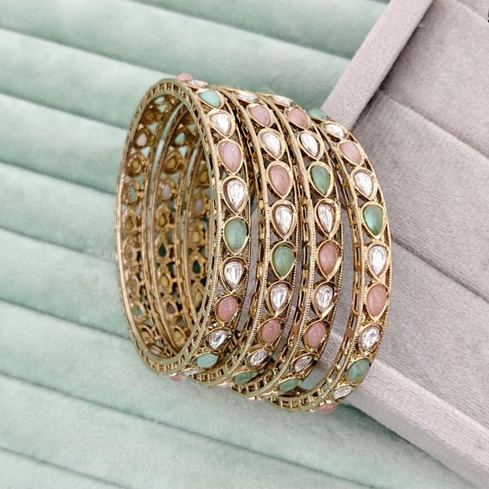 Rajwadi Collection Premium Pota Stone Bangles Set
