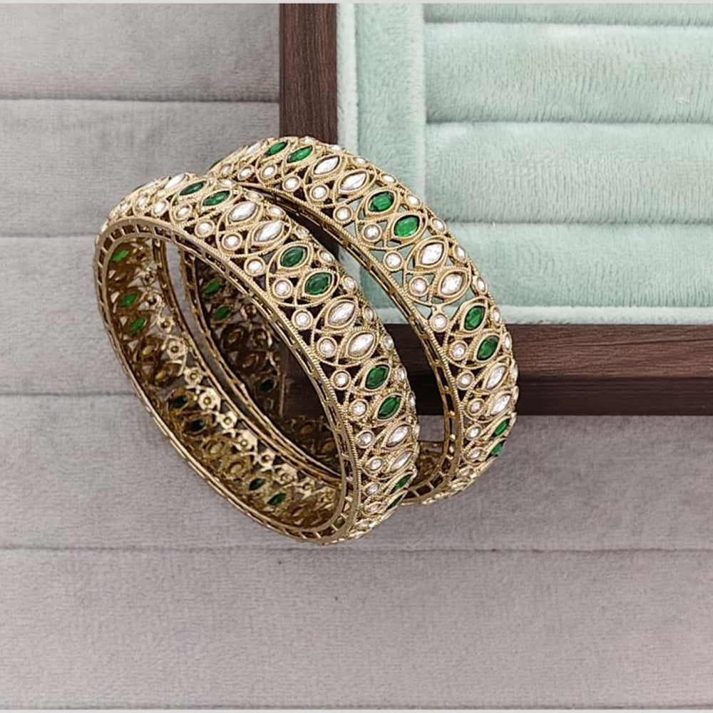 Rajwadi Collection Premium Pota Stone Bangles Set