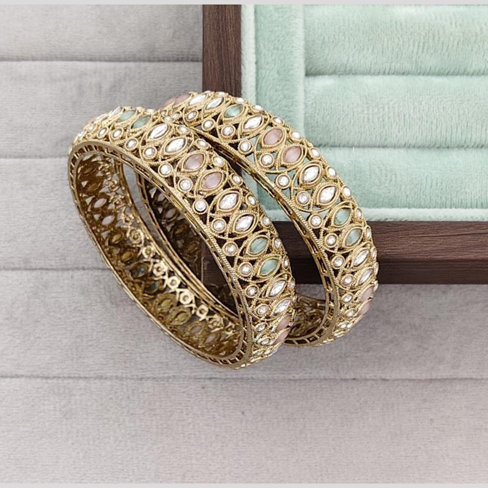 Rajwadi Collection Premium Pota Stone Bangles Set