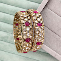 Rajwadi Collection Premium Pota Stone Bangles Set