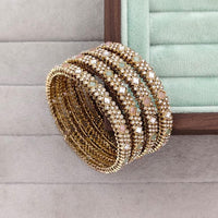 Rajwadi Collection Premium Pota Stone Bangles Set