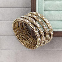 Rajwadi Collection Premium Pota Stone Bangles Set