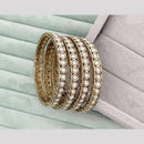 Rajwadi Collection Shimmer Crystal Stone And Pearl Bangles Set