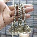 Rajwadi Collection Elegant Mirror And Pearl Bangles Set