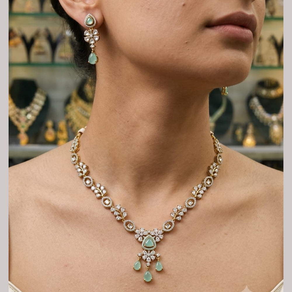 Rajwadi Collection Elegant Polki Kundan Stone Necklace Set
