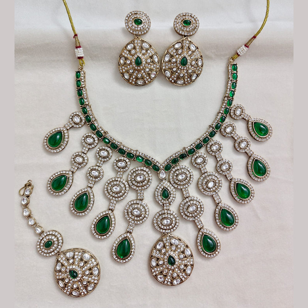 Rajwadi Collection Elegant Polki Kundan Stone Necklace Set