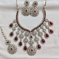 Rajwadi Collection Elegant Polki Kundan Stone Necklace Set