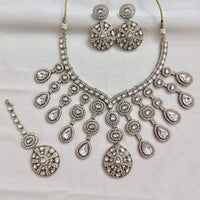 Rajwadi Collection Elegant Polki Kundan Stone Necklace Set