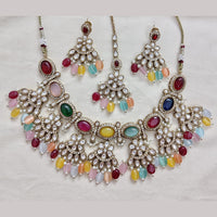 Rajwadi Collection Elegant Polki Kundan Stone And Beads Necklace Set
