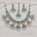 Rajwadi Collection Elegant Polki Kundan Stone And Beads Necklace Set