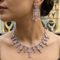 Rajwadi Collection Luxury American Diamond Party Wear Necklace Set