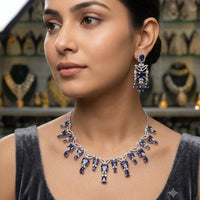 Rajwadi Collection Luxury American Diamond Party Wear Necklace Set