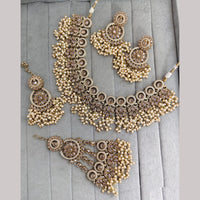 Rajwadi Collection Sparkling Crystal Stone And Pearl Necklace Set