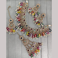 Rajwadi Collection Sparkling Crystal Stone And Pearl Necklace Set