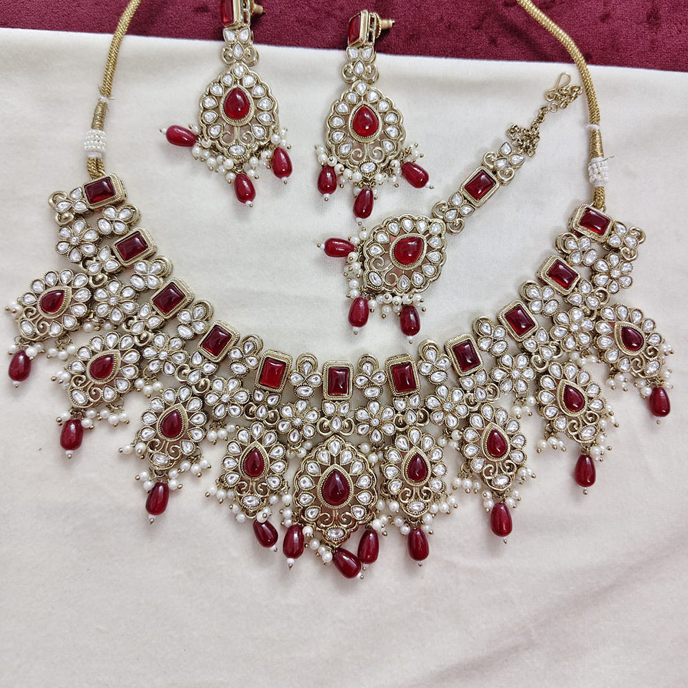 Rajwadi Collection Premium Pota Stone And Beads Necklace Set