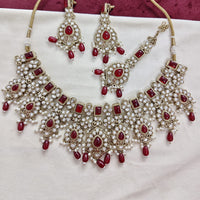 Rajwadi Collection Premium Pota Stone And Beads Necklace Set