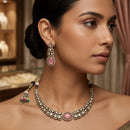 Rajwadi Collection Elegant Polki Kundan Stone Necklace Set