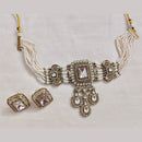 Rajwadi Collection Premium Pota Stone And Pearl Choker Necklace Set