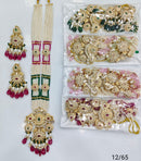 Rajwadi Collection Premium Pota Stone And Pearl Meenakari Long Necklace Set