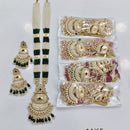 Rajwadi Collection Premium Pota Stone And Pearl Meenakari Long Necklace Set