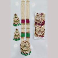 Rajwadi Collection Premium Pota Stone And Pearl Meenakari Long Necklace Set