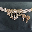 Rajwadi Collection Crystal Stone And Pearl Designer Choker Necklace Set for Women